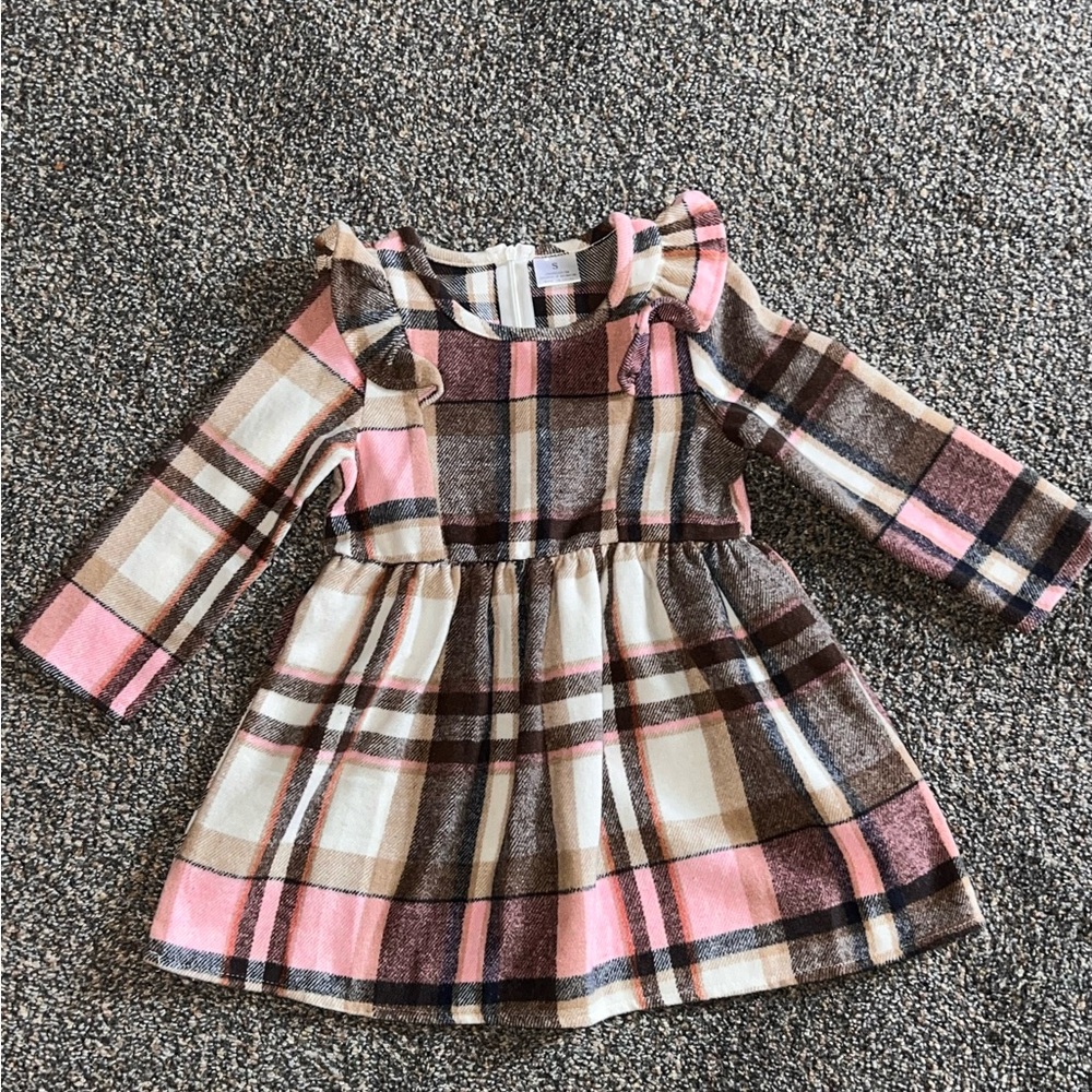 Sparkle in Pink Dress 
Brown& Pink Plaid 
Long Sleeve Dress 
Size 3T
Brand New